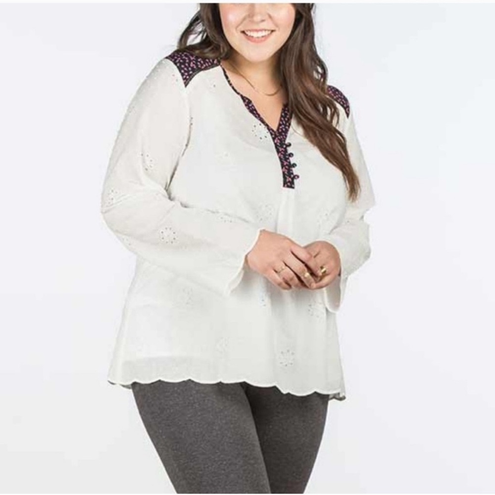 Matilda Jane White Blouse with Purple Embroidery